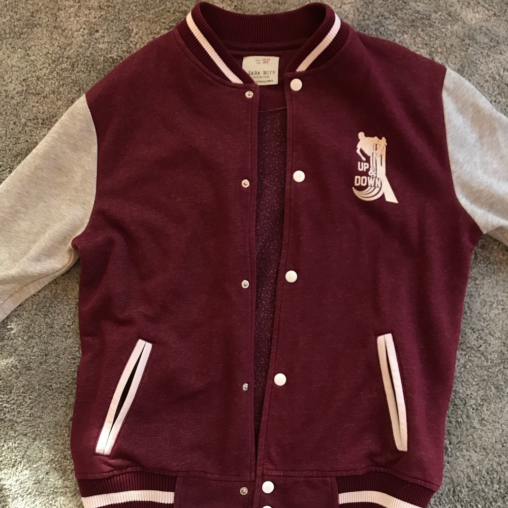 Burgundy bomber jacket